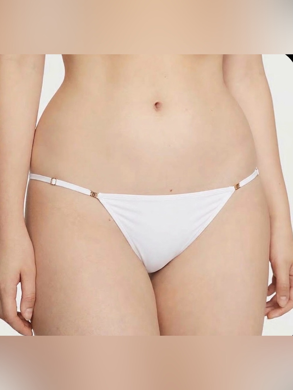 Victoria's Secret Adjustable String Bikini Panties White Gold XL Brand New Sexy